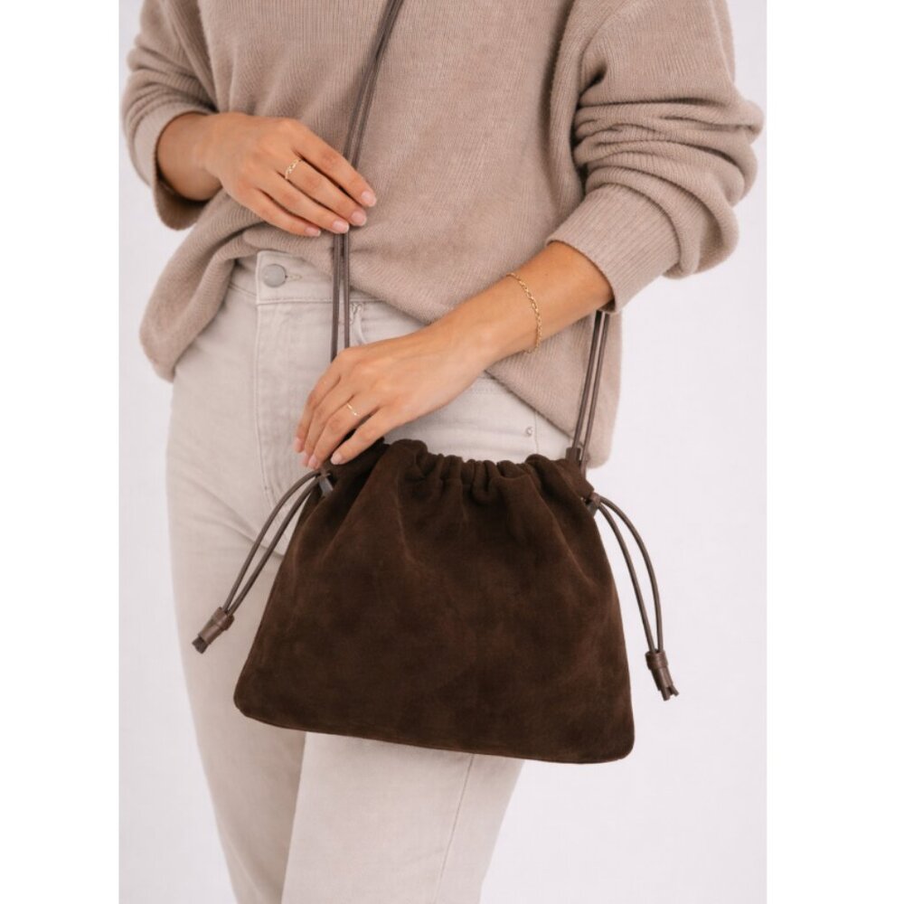 NWT Mus & BomBon Garbanza Green Suede Bag Slouchy Convertible Shoulder Bag